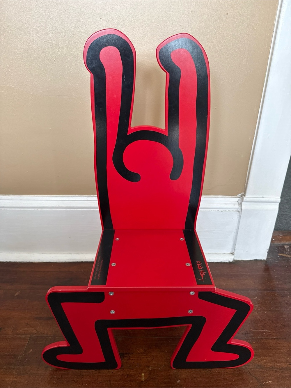 Keith Haring Red and Black Decorative Pop Art Chair - Home Accent